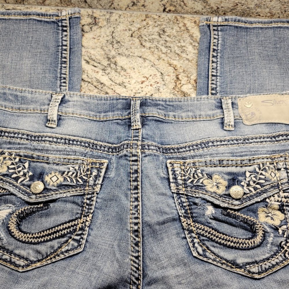 Silver Suki Mid Capri Denim Jeans Capri Capris Size 14 L 23